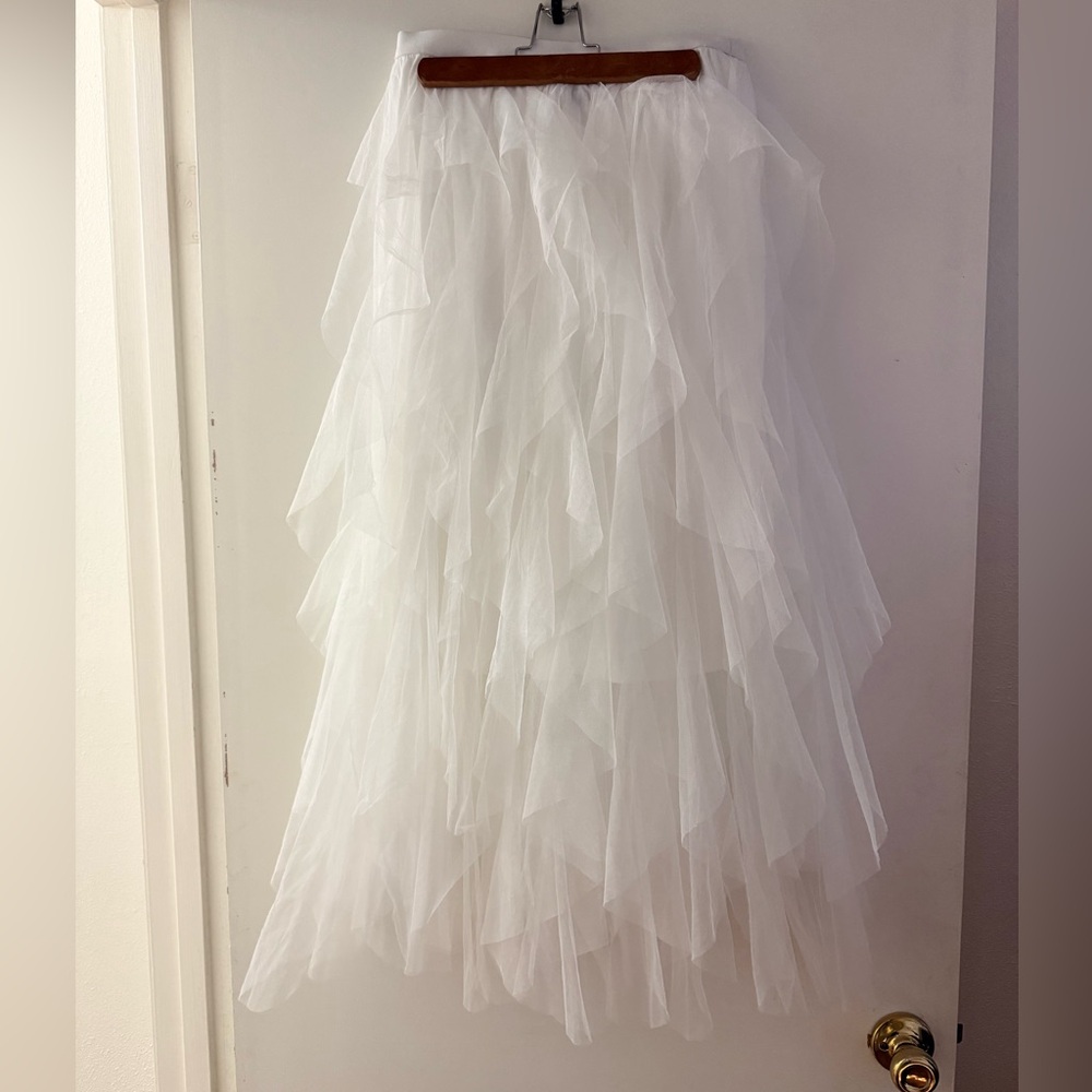 White Layered Tulle Skirt